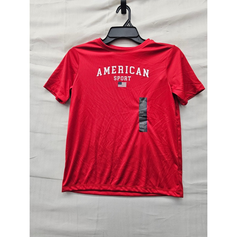 All in Motion Boys American Sport T-Shirt Red Polyester Athletic Size Large